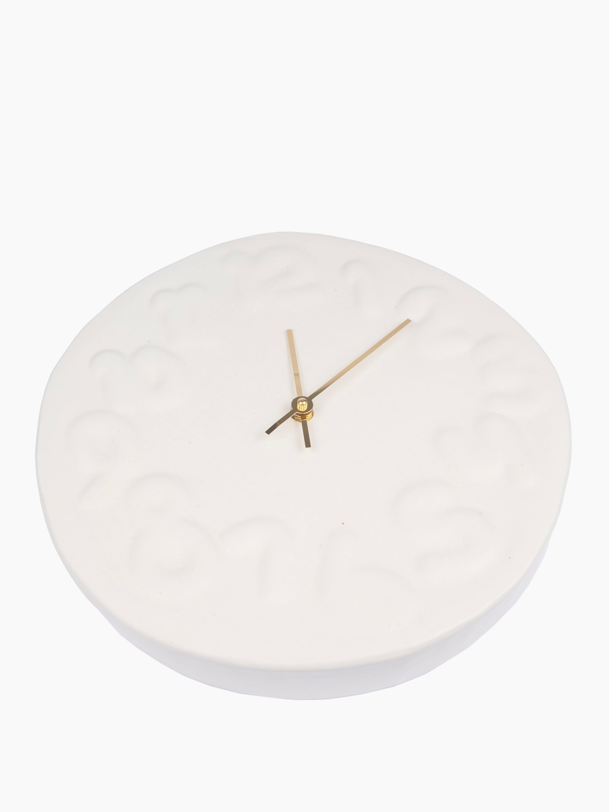 Embossed Numbered Clock in White