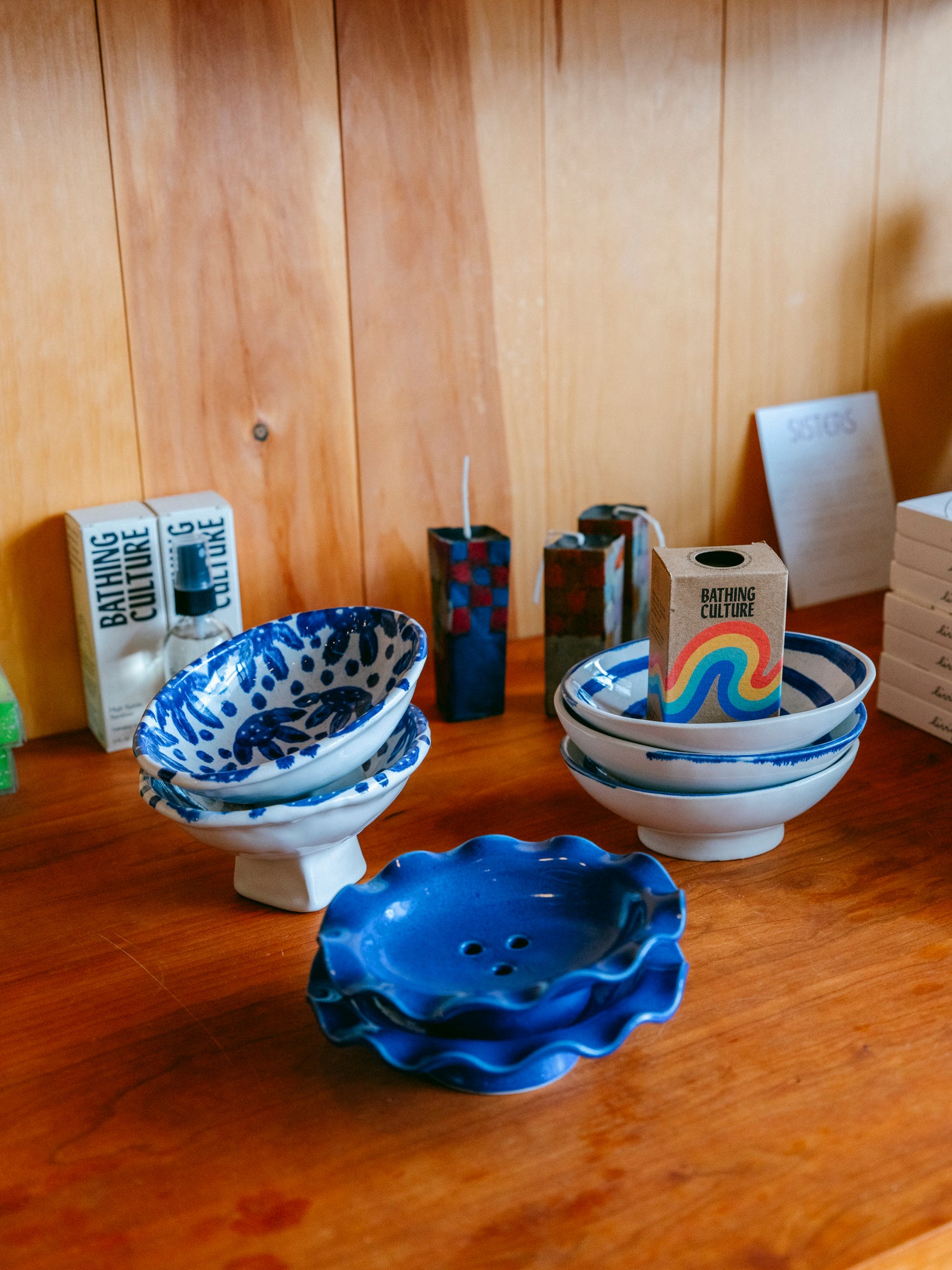 Blue Spiral Soap Dish