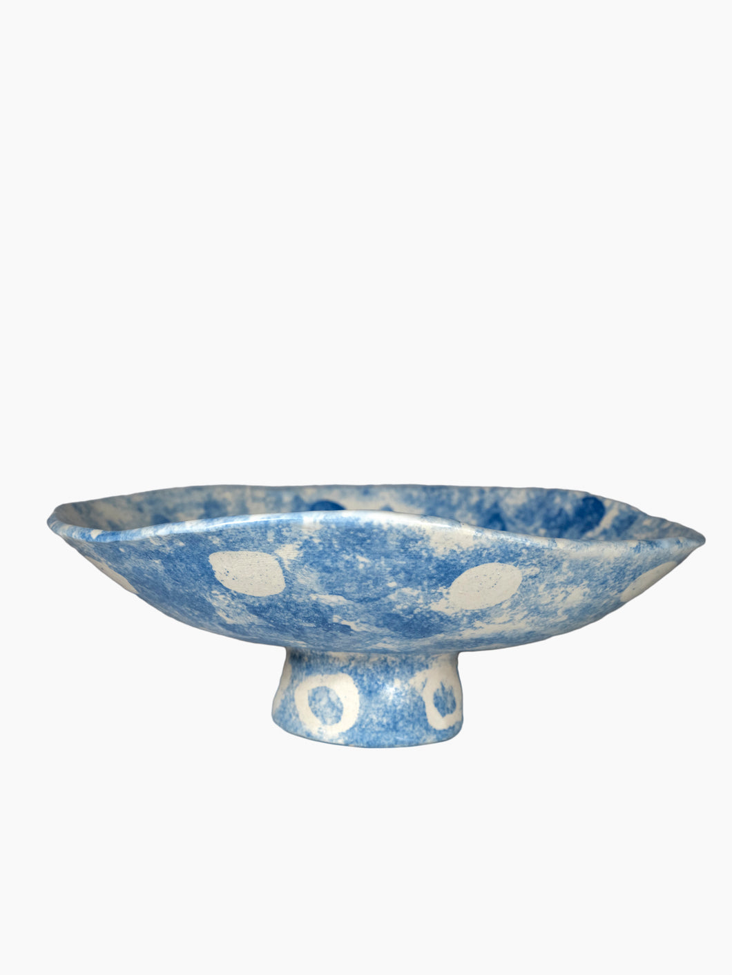 Pedestal Bowl in Blue Sponge