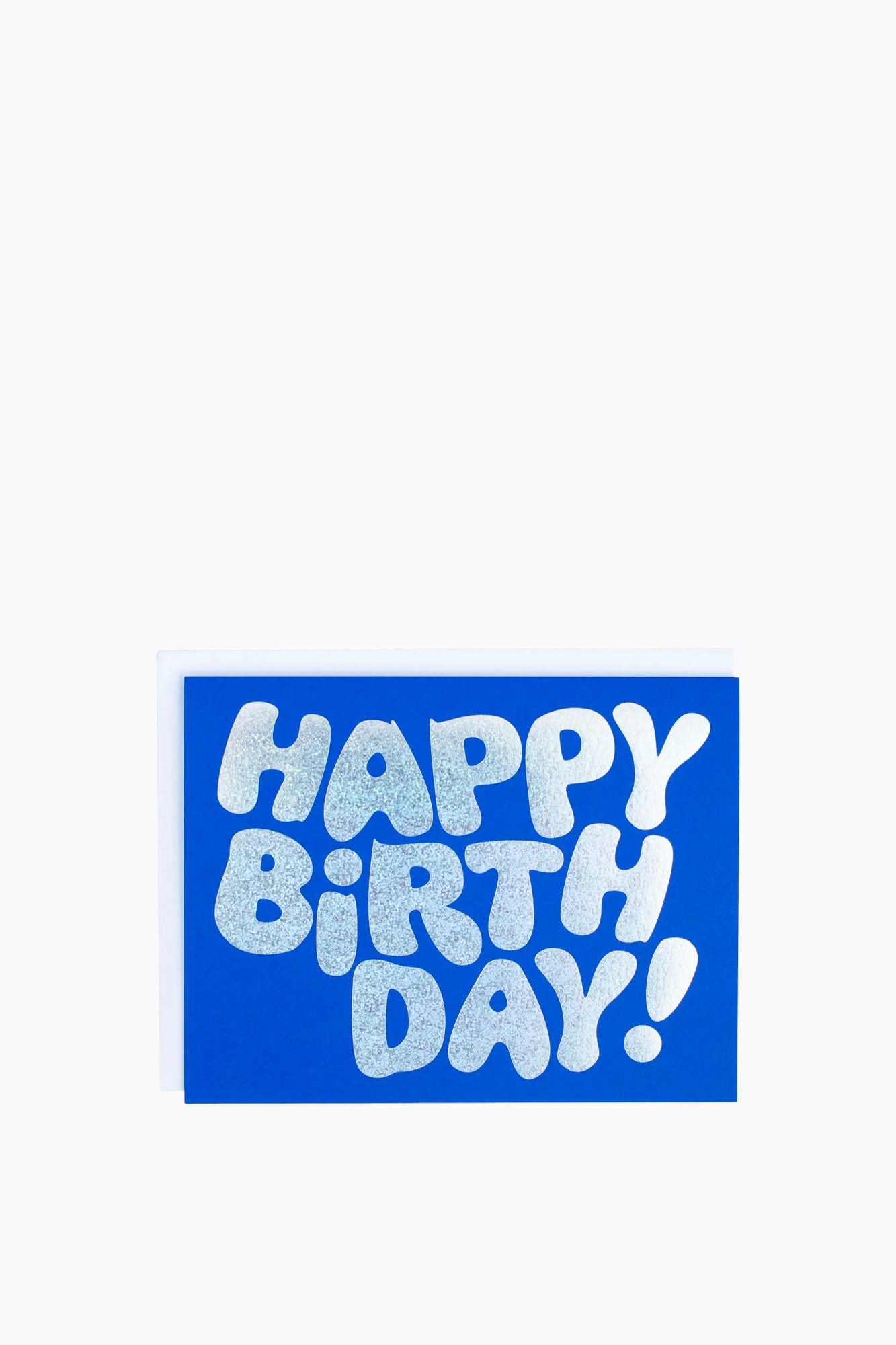 Happy Birthday in Hologram Glitter Foil on Blue Note Card