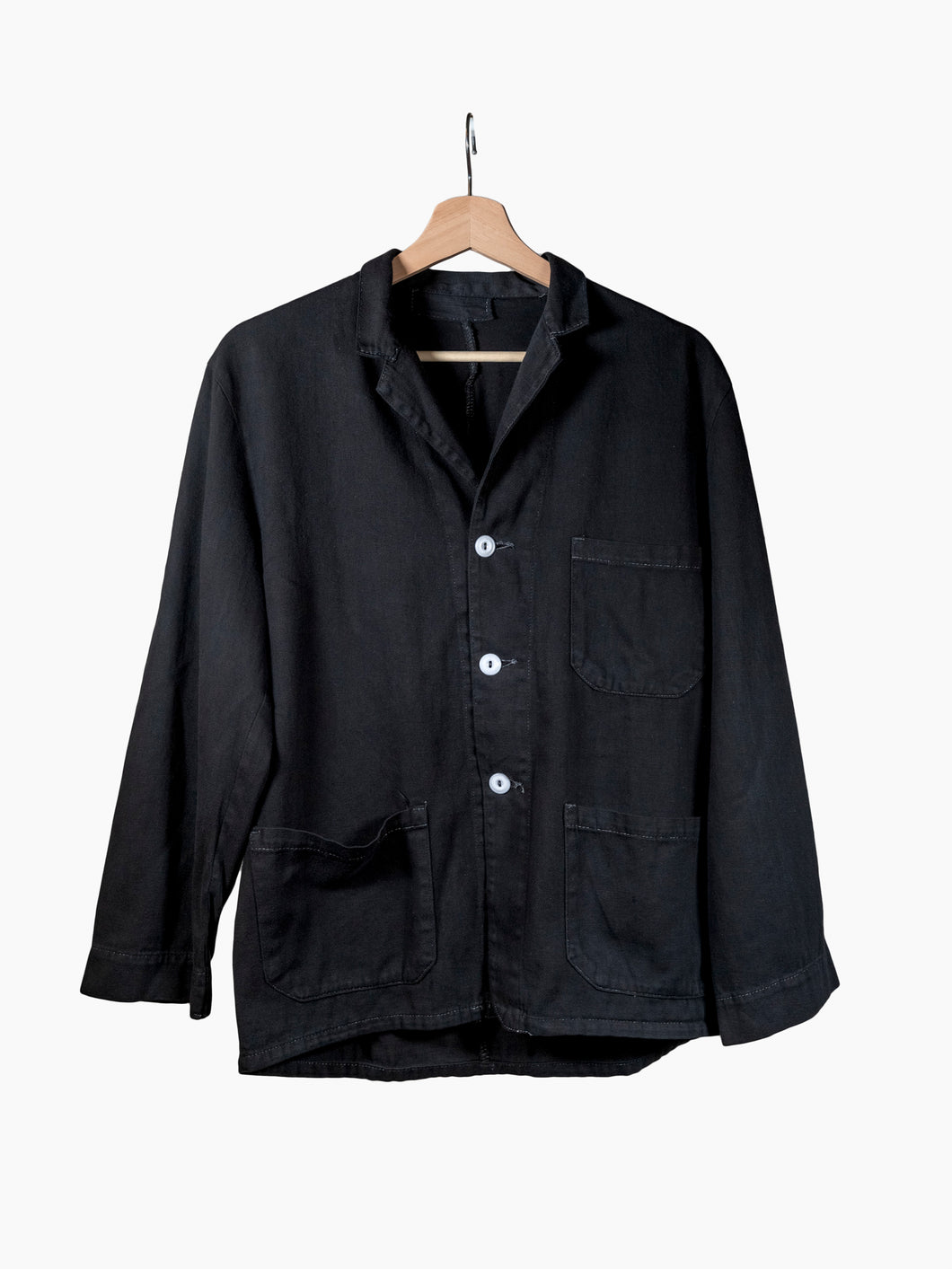 Vintage Black Long Sleeve Loop Collar Shirt