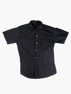 Vintage Black Short Sleeve Loop Collar Shirt
