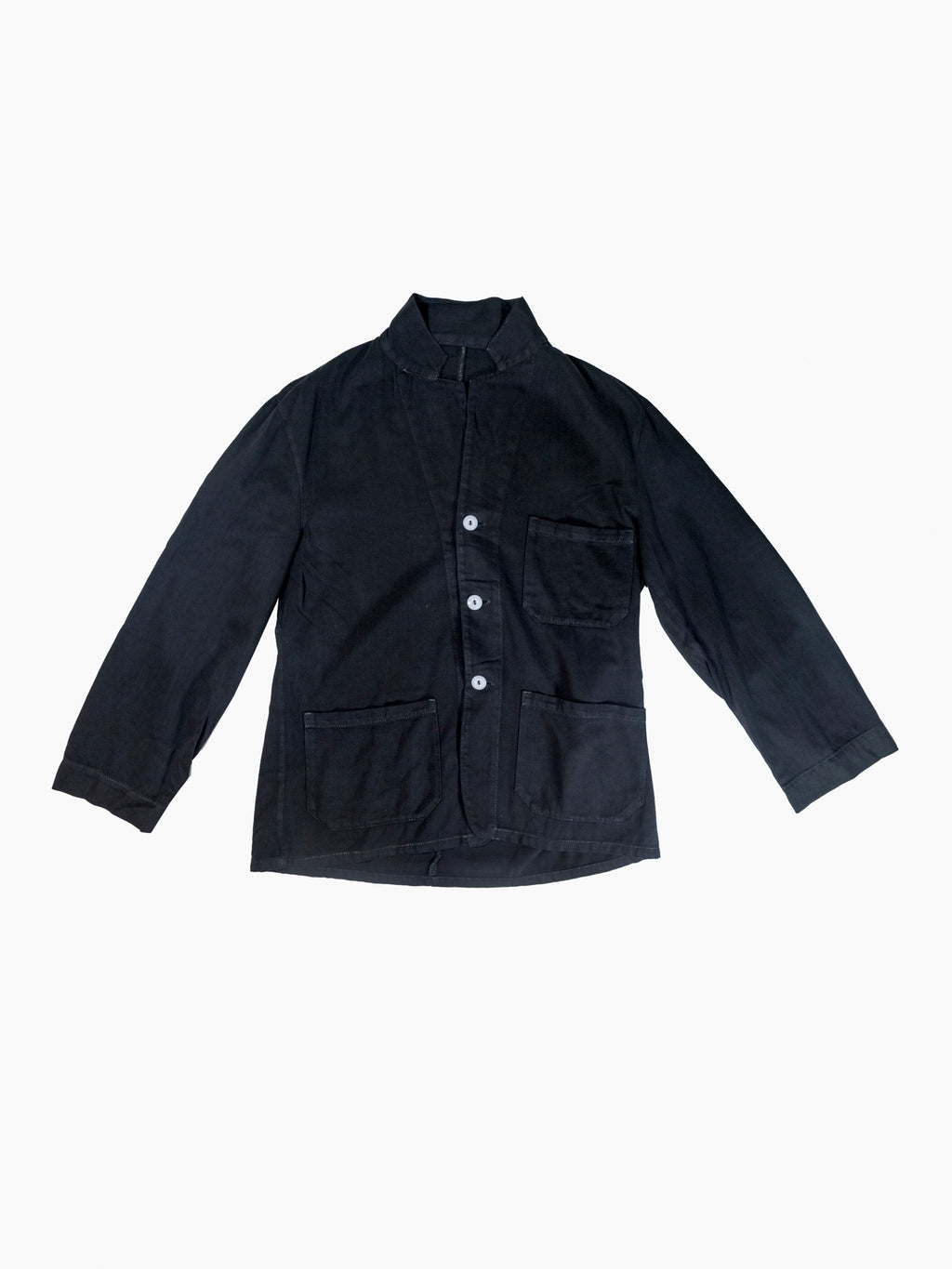 Vintage Black Long Sleeve Loop Collar Shirt
