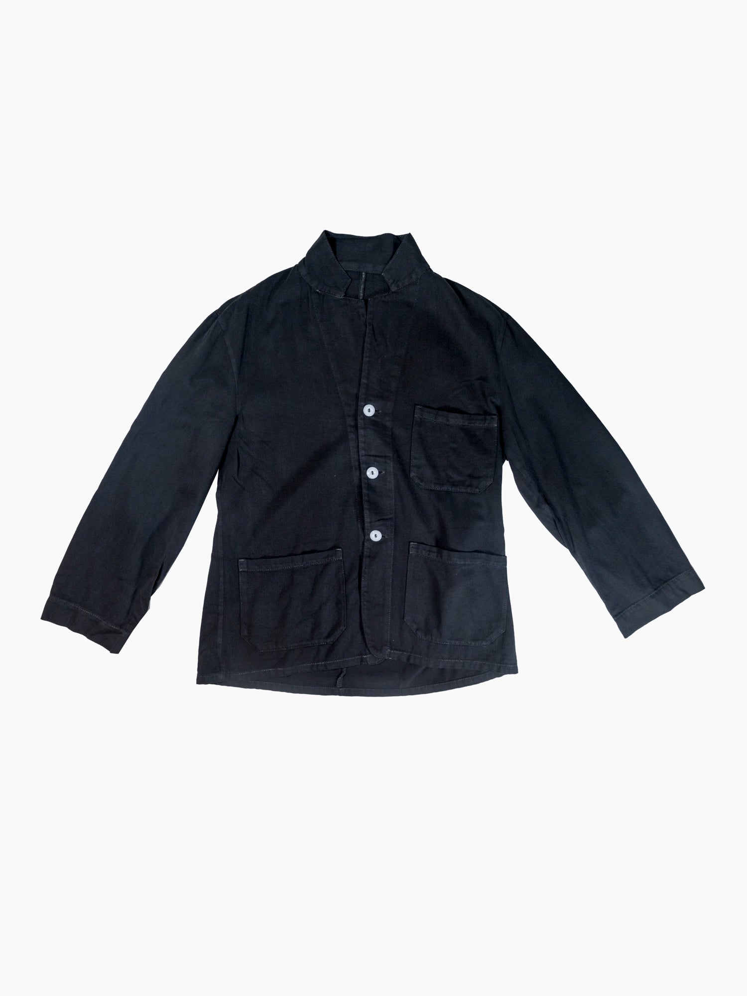 Vintage Black Long Sleeve Loop Collar Shirt