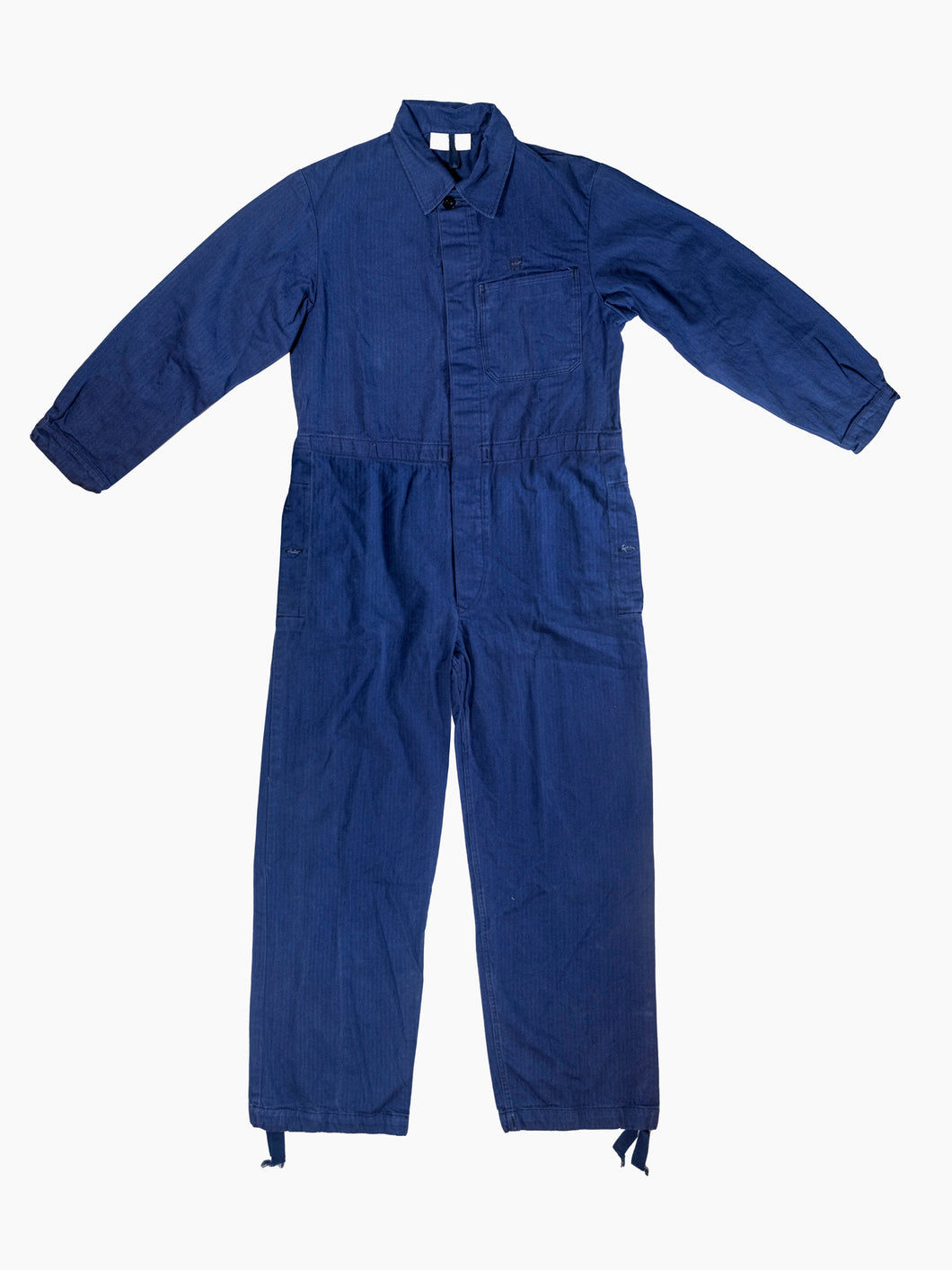 Vintage Navy Blue Jumpsuit - Herringbone Twill