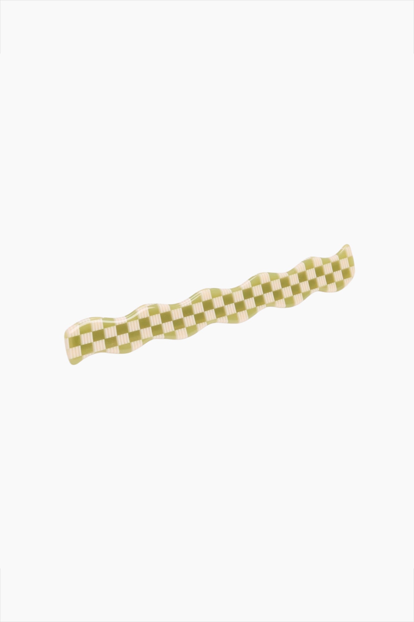 Skinny Wave Barrette | Olive Check