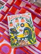 Hello Baby Yellow Bassinet Card