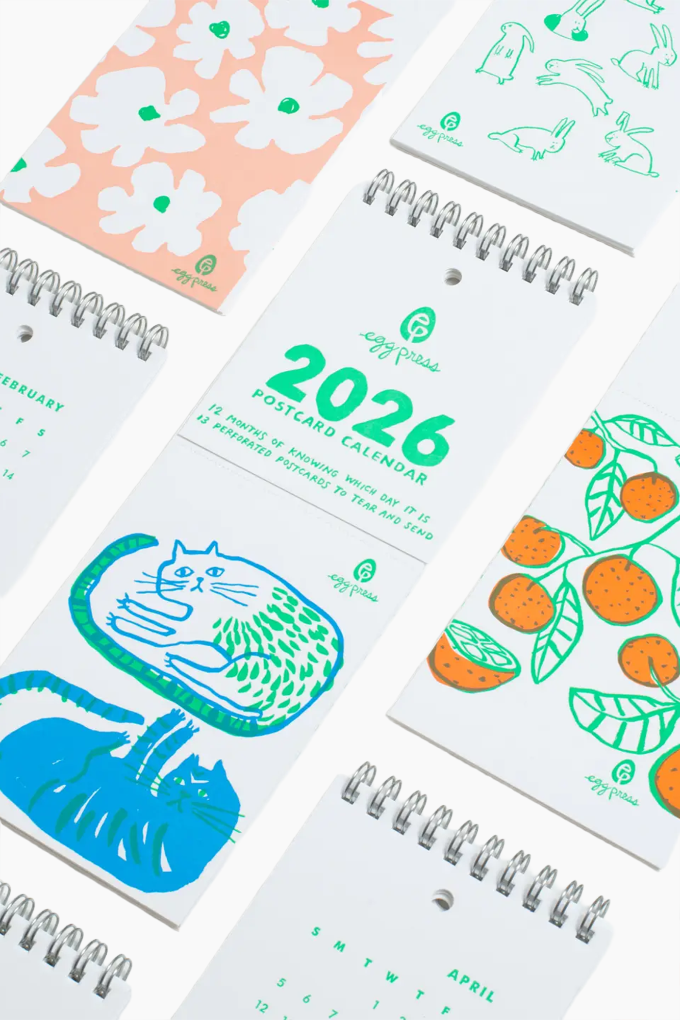 2026 Letterpress Postcard Wall Calendar