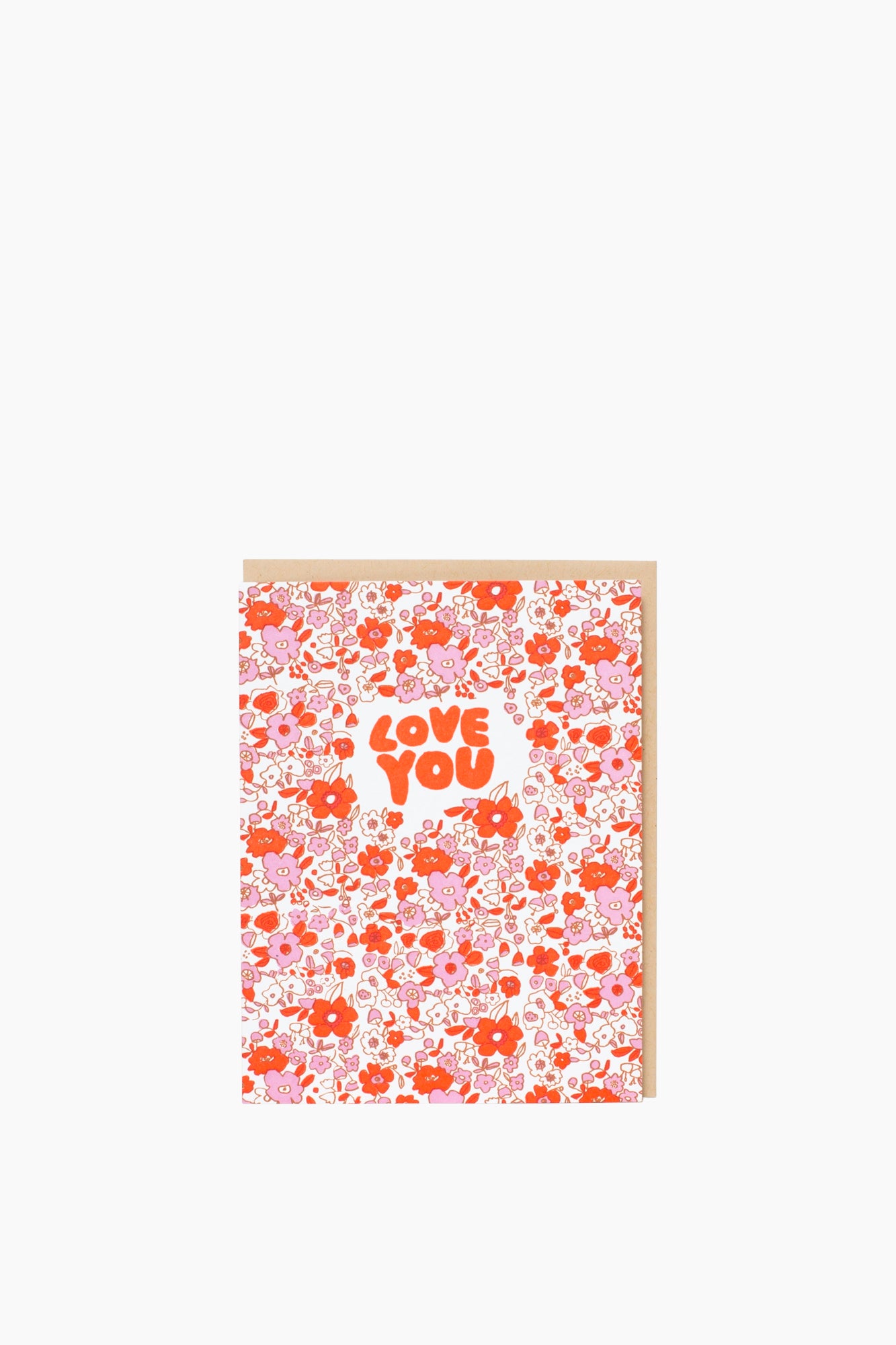 Love You Calico Flowers Card