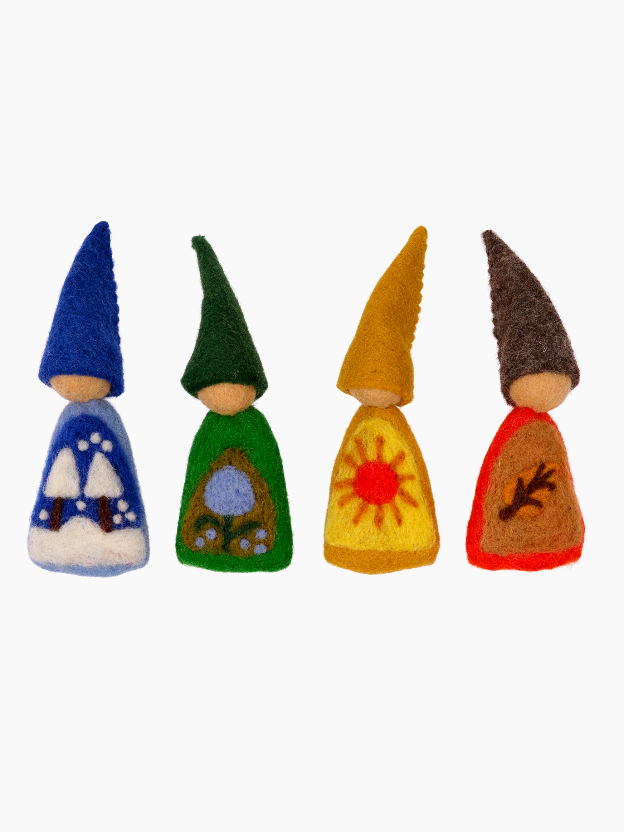 Felt Four Seasons Gnome Finger Puppets