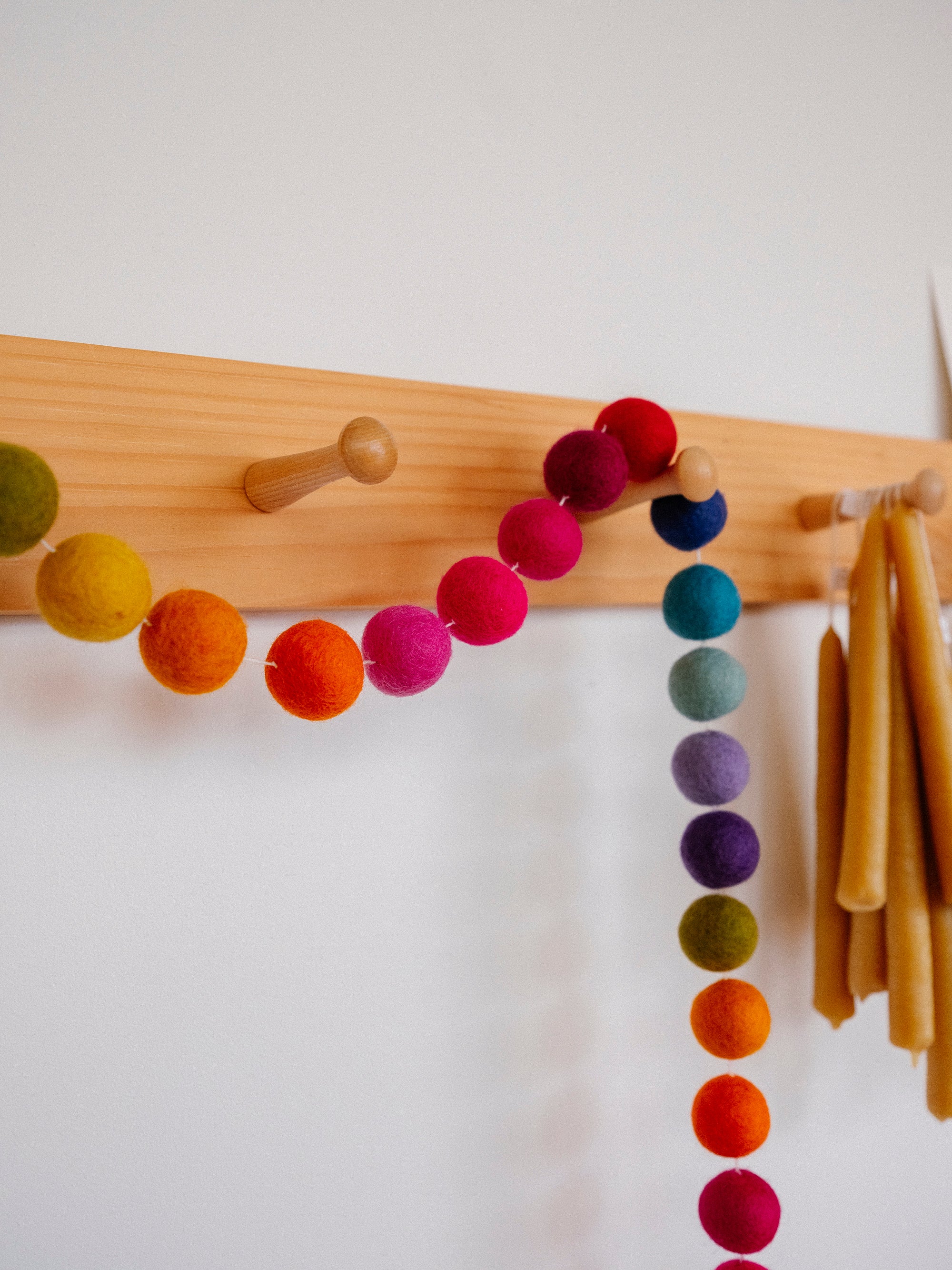 6' Felt Rainbow Pompom Ball Garland