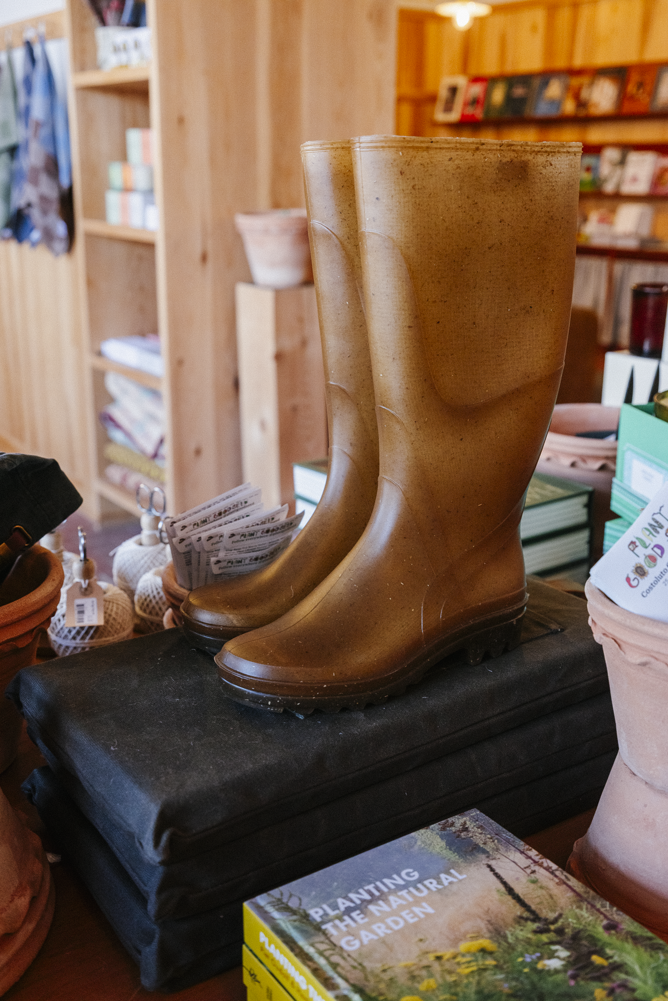 French Recycled Hemp Wellington Boots in Sepia