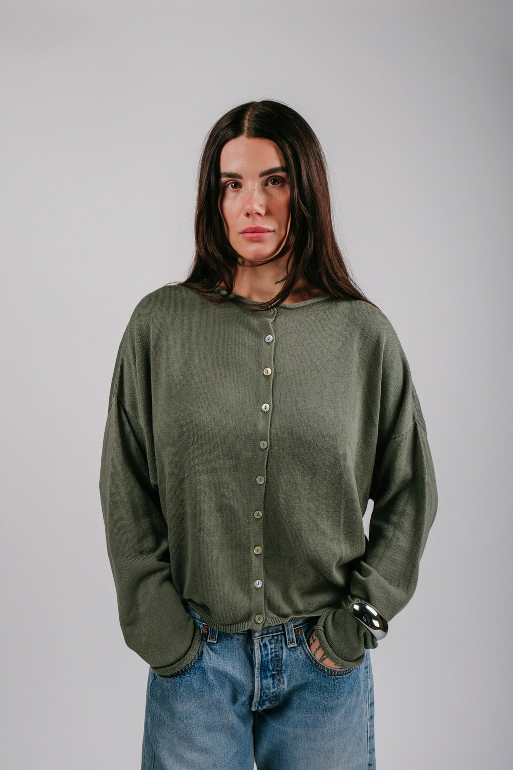 Light Shrunken Peri Cardigan