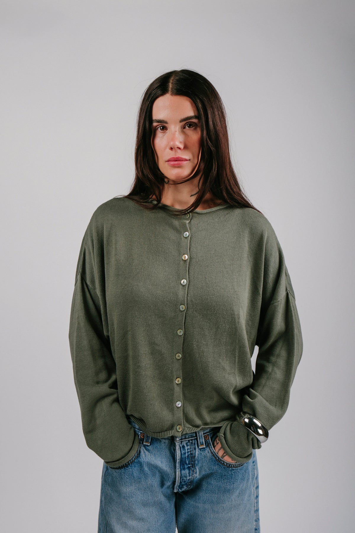 Light Shrunken Peri Cardigan