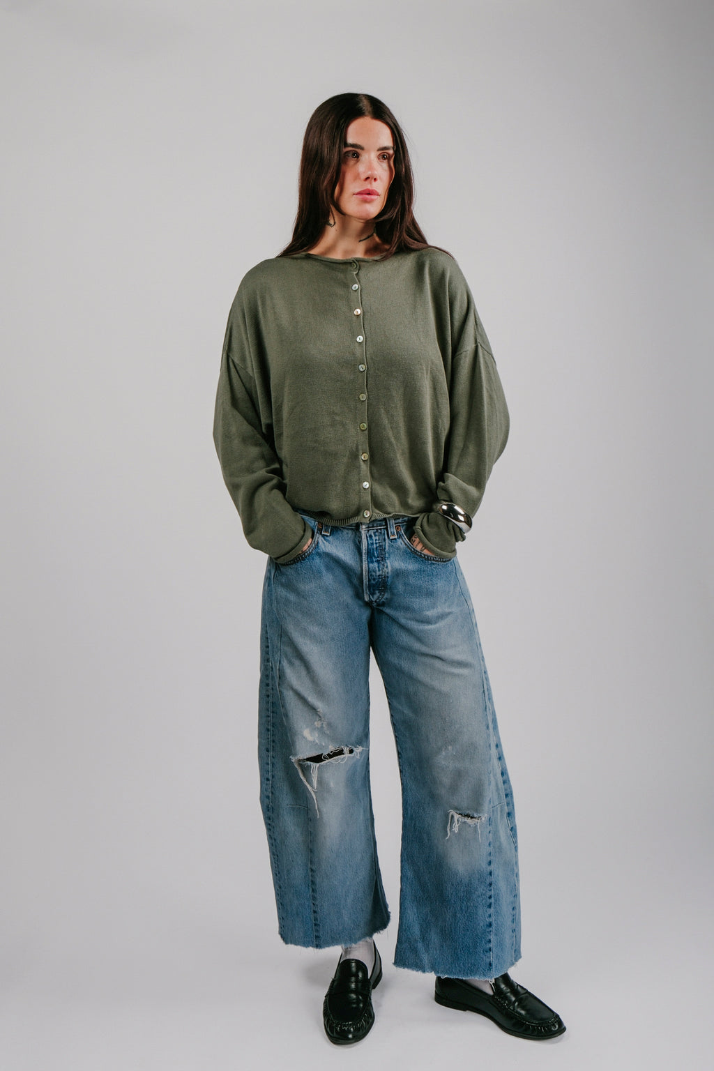 Light Shrunken Peri Cardigan