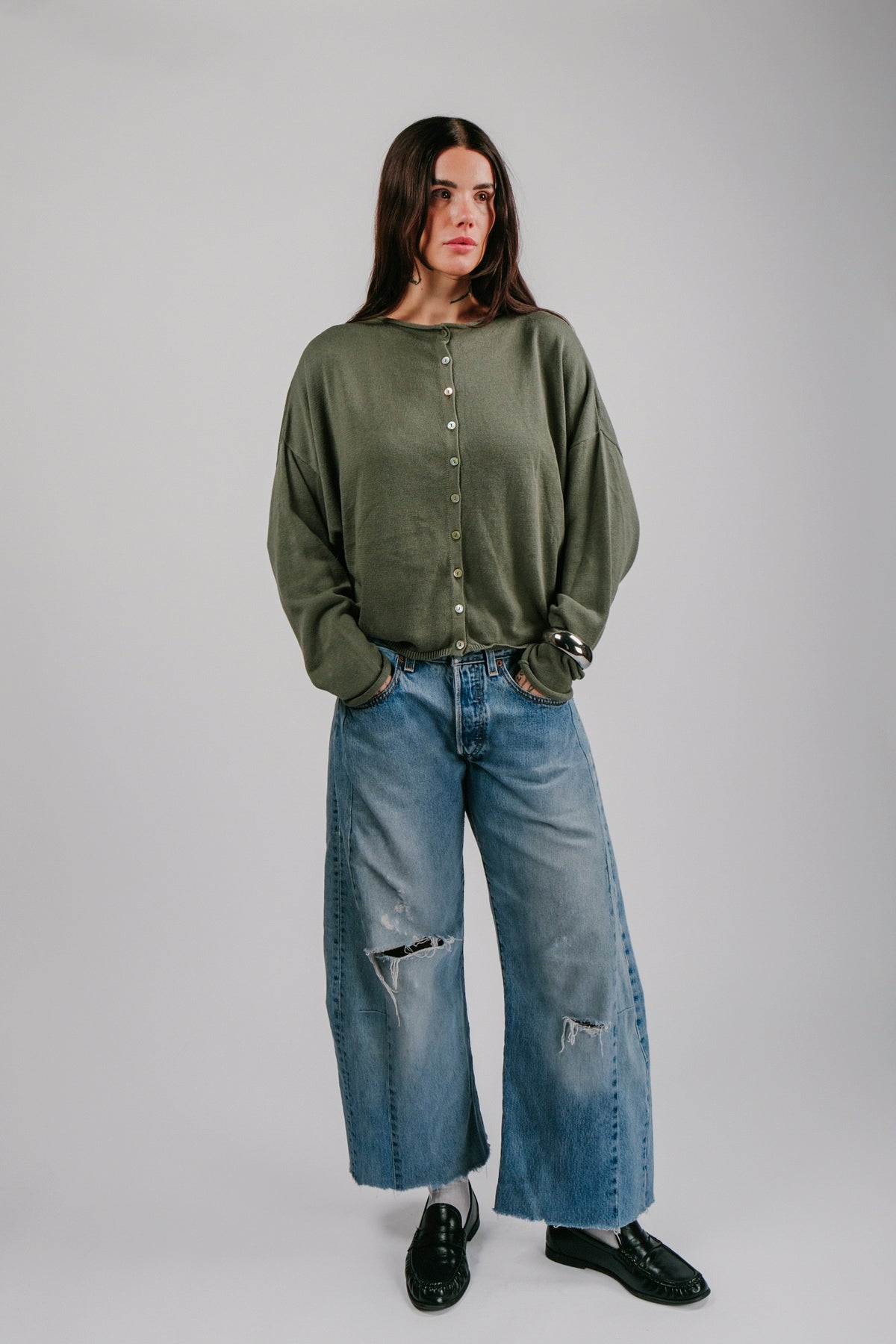 Light Shrunken Peri Cardigan