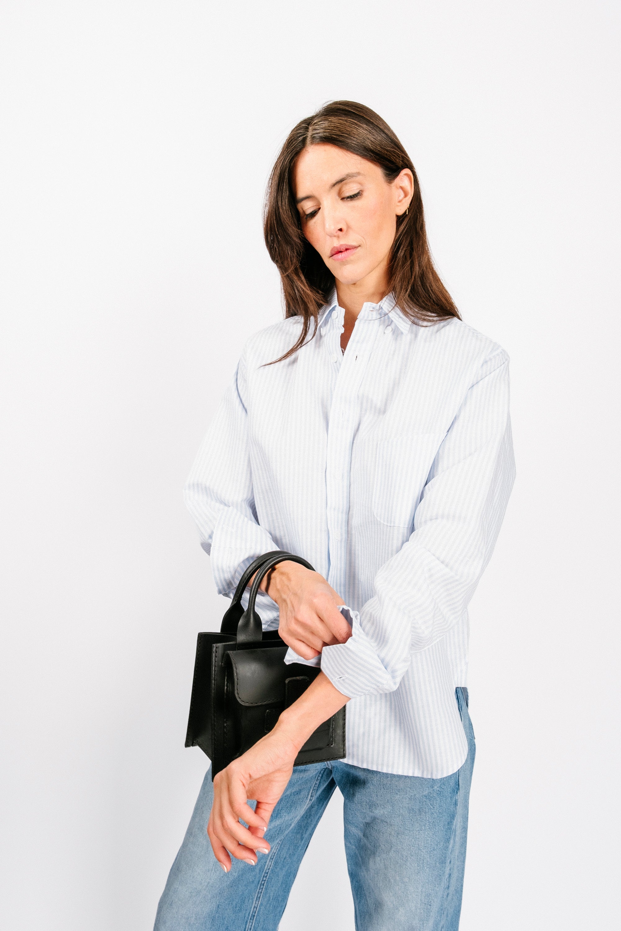 Catalina Button Down Shirt | Powder Blue Stripe