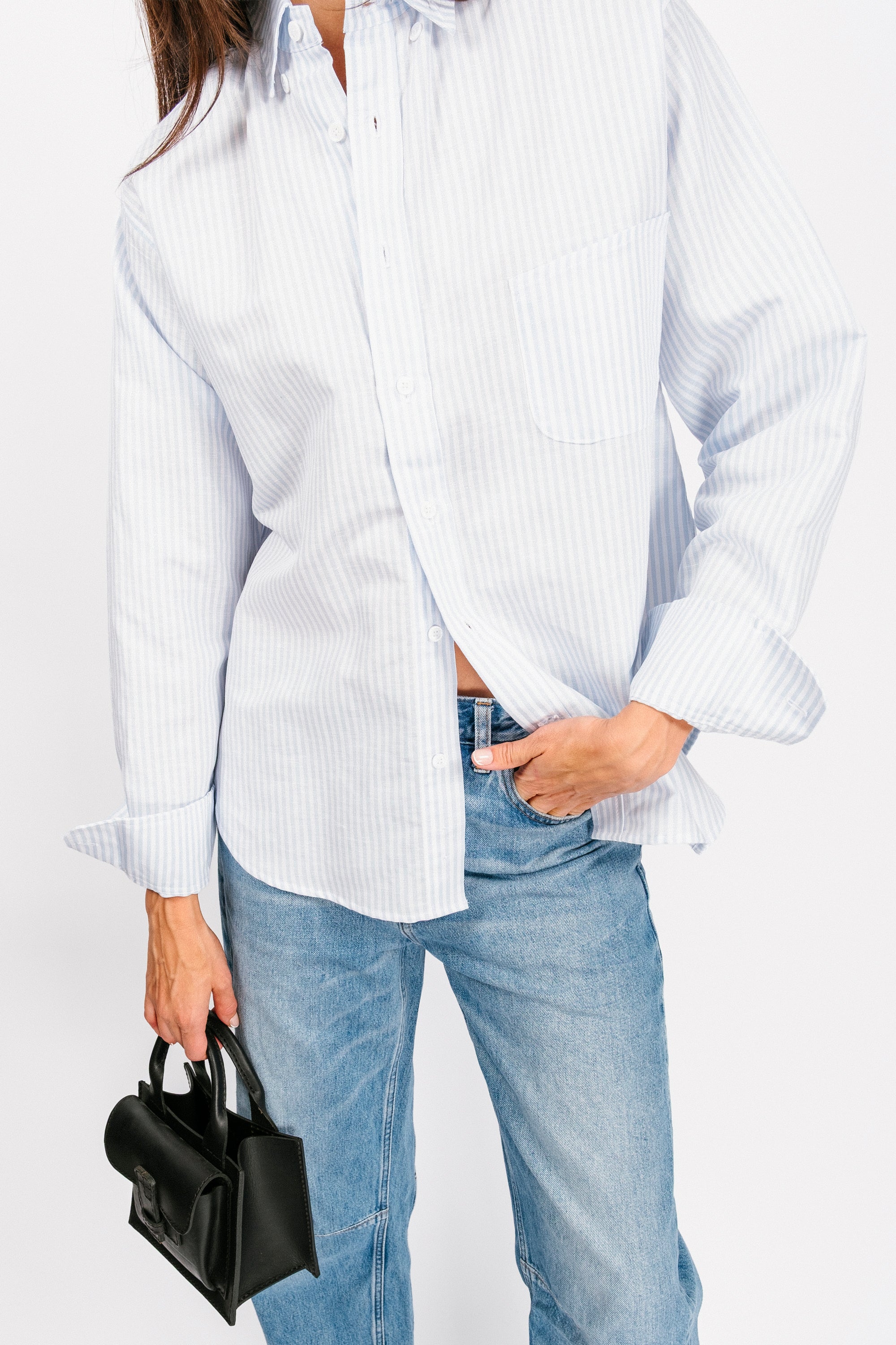 Catalina Button Down Shirt | Powder Blue Stripe