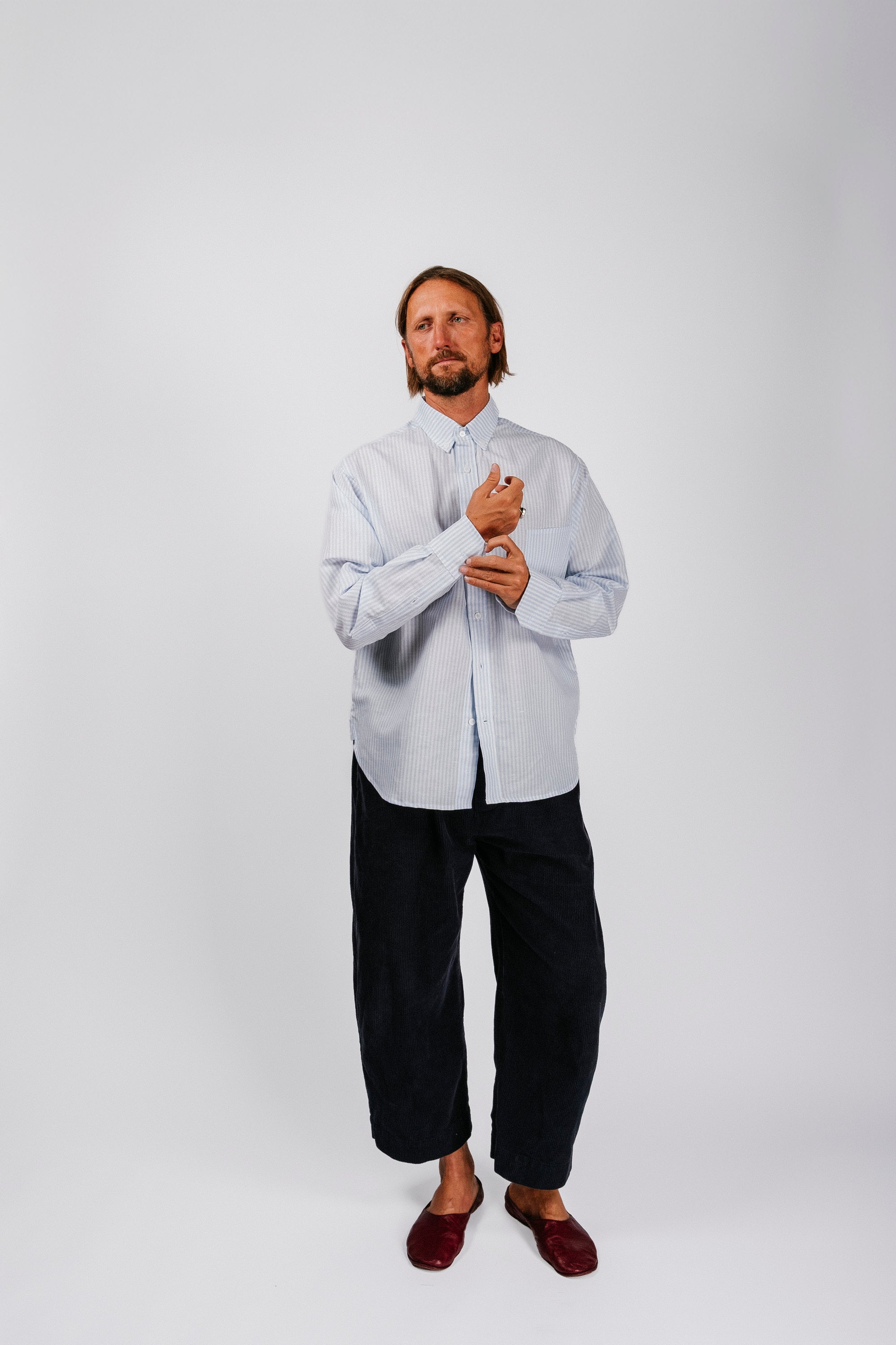 Catalina Button Down Shirt | Powder Blue Stripe