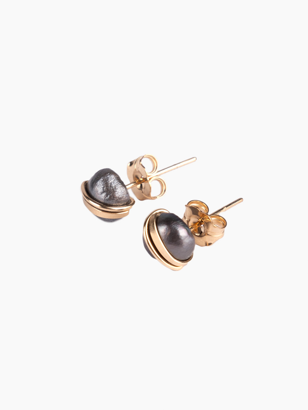 Baroque Pearl Studs in Charcoal