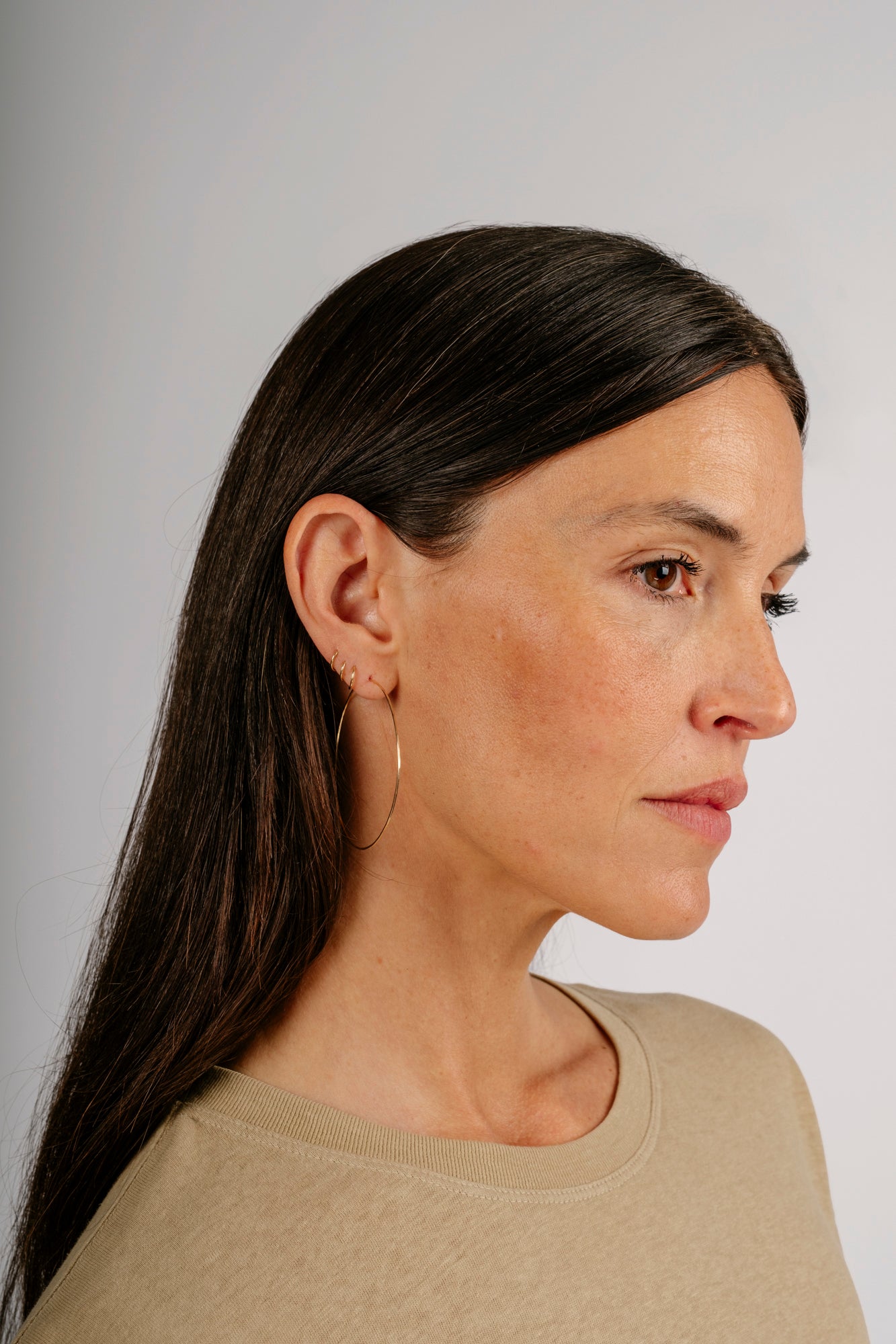 14K Hammered Hoops