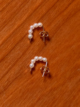 Load image into Gallery viewer, Baroque Pearl Crescent Hoops
