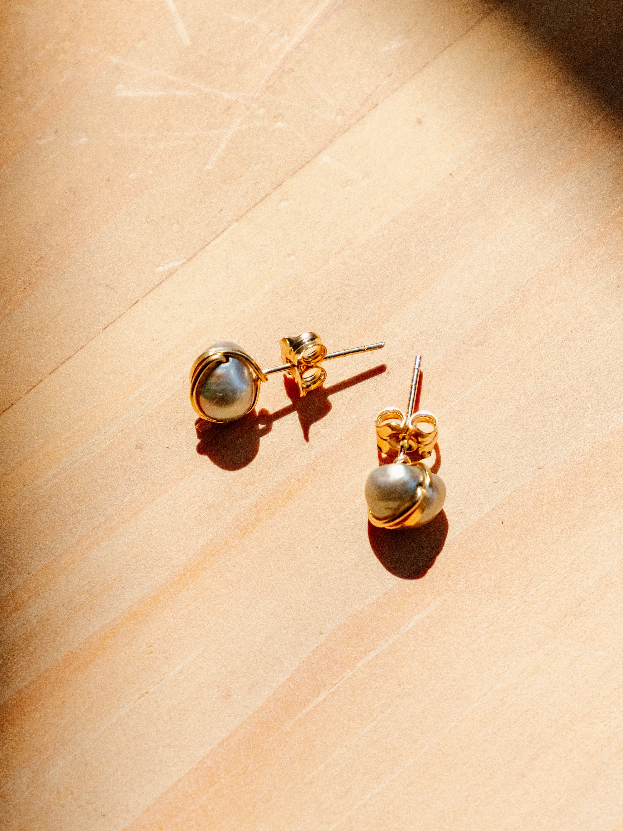 Baroque Pearl Studs in Silver