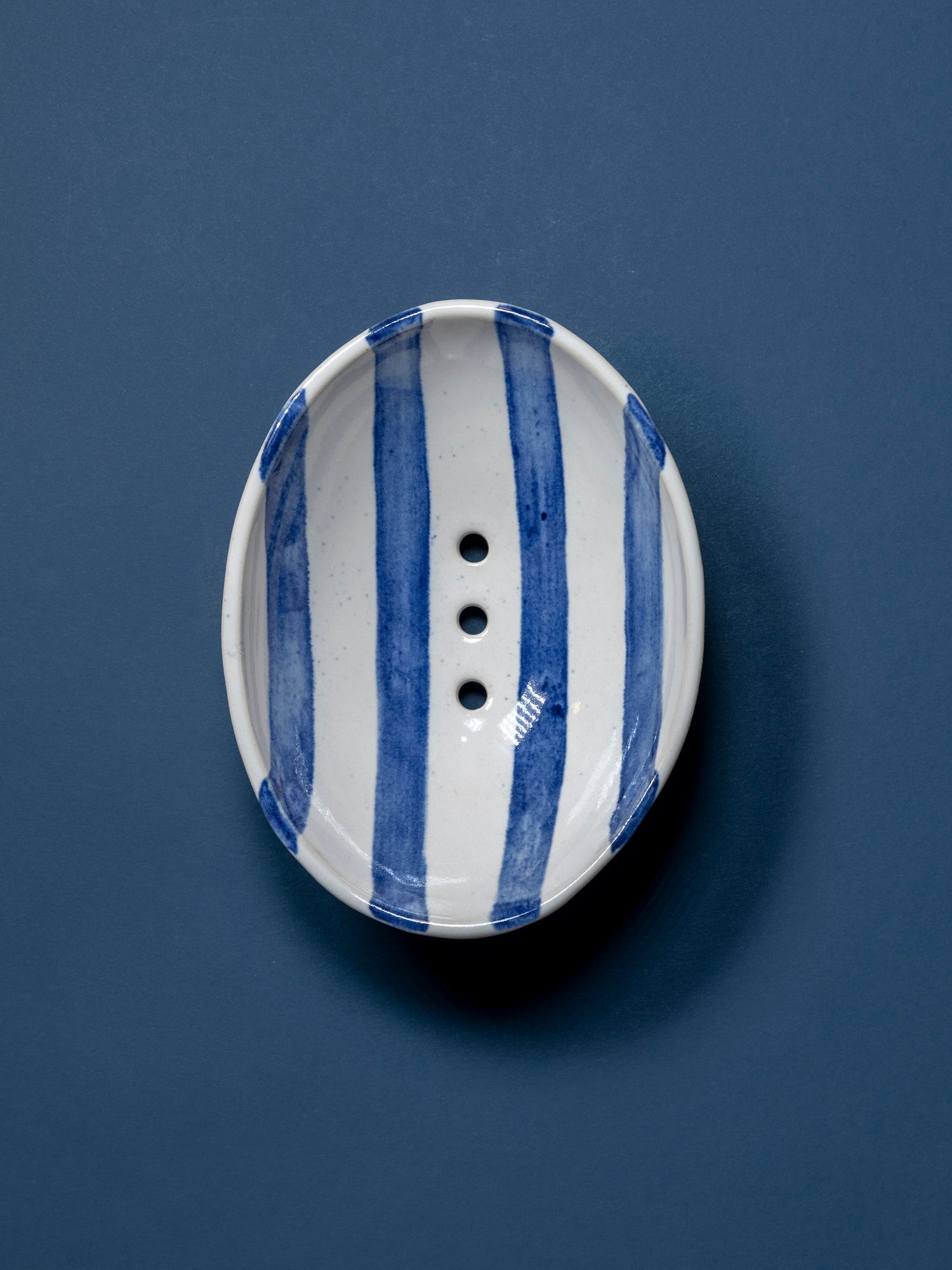 Blue Stripe Soap Dish