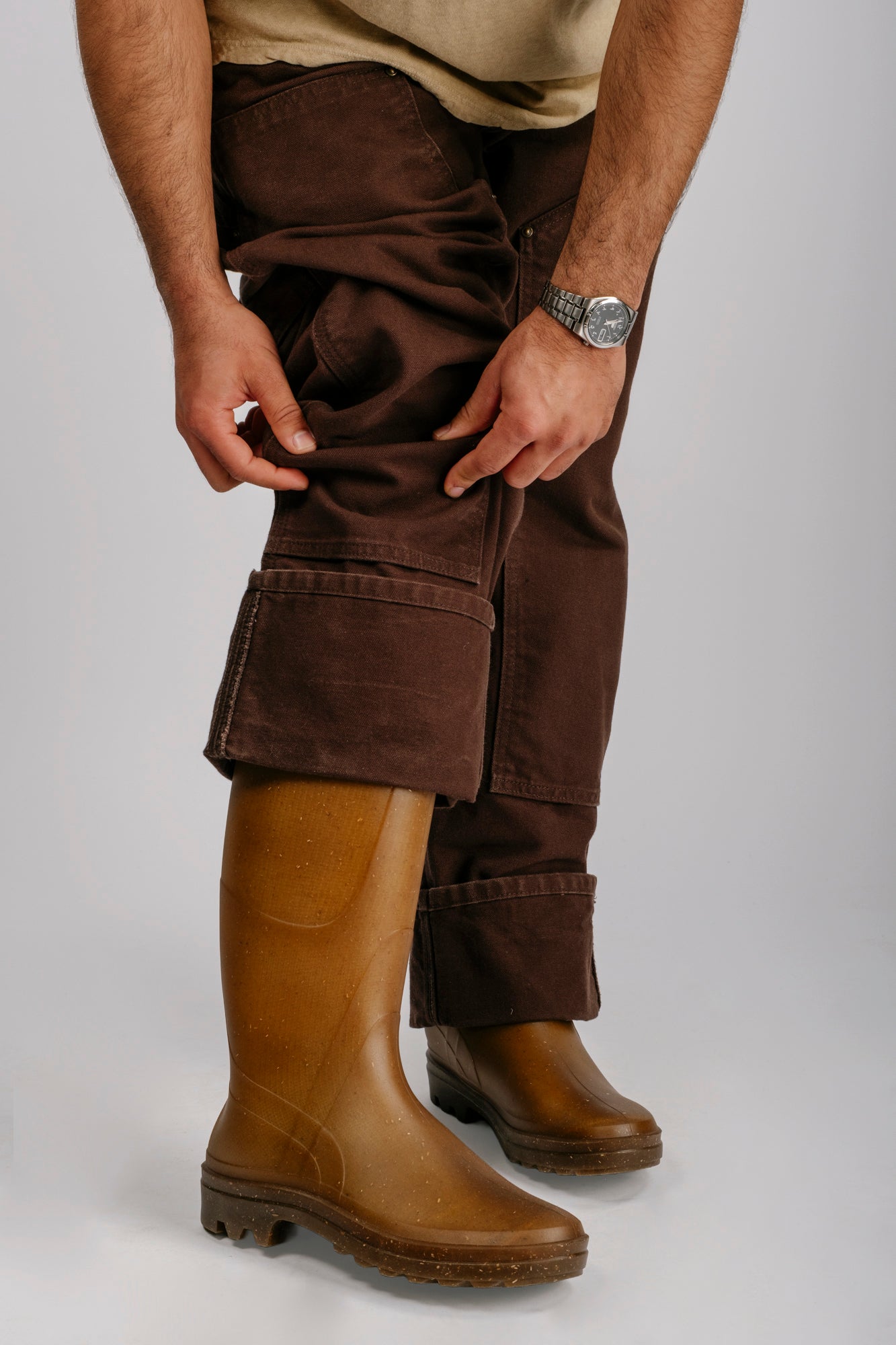 French Recycled Hemp Wellington Boots in Sepia