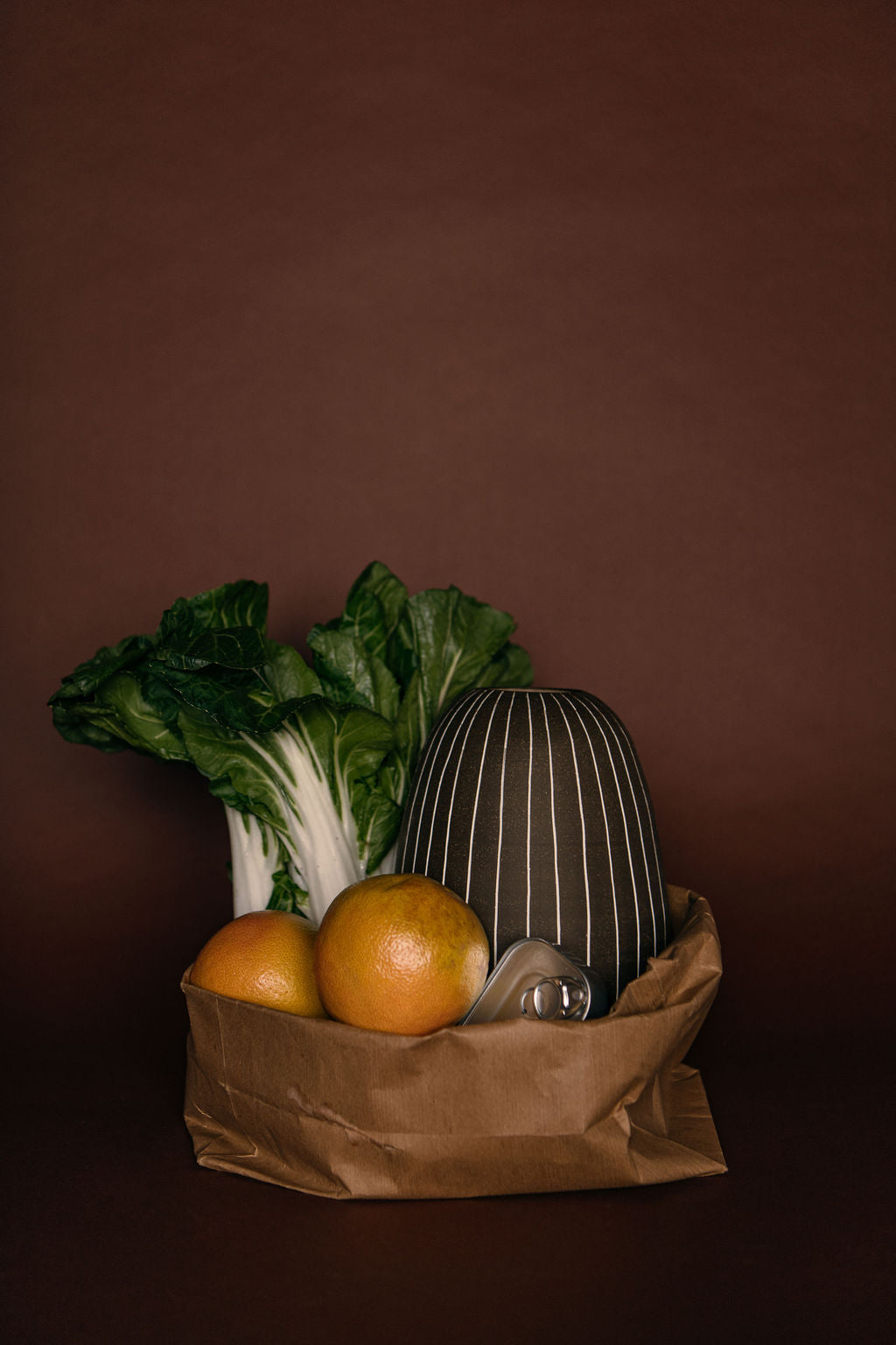 Large Dark Pen Striped Vase