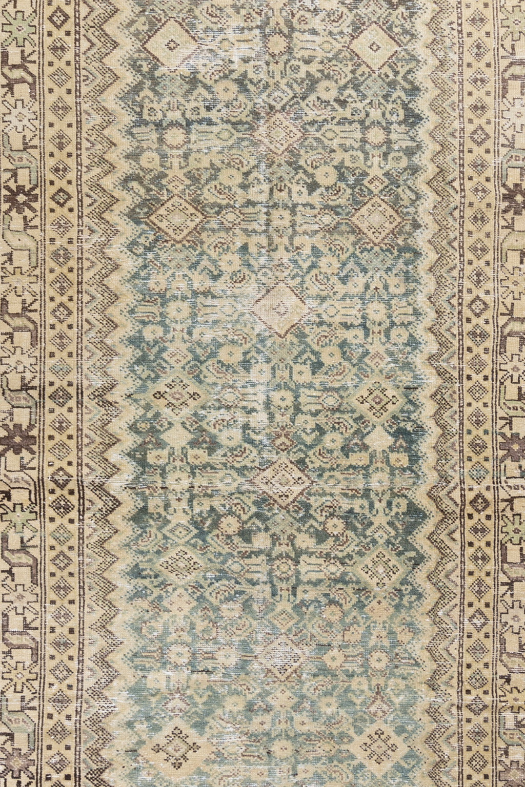 Antique Malayar Low Pile Persian Rug