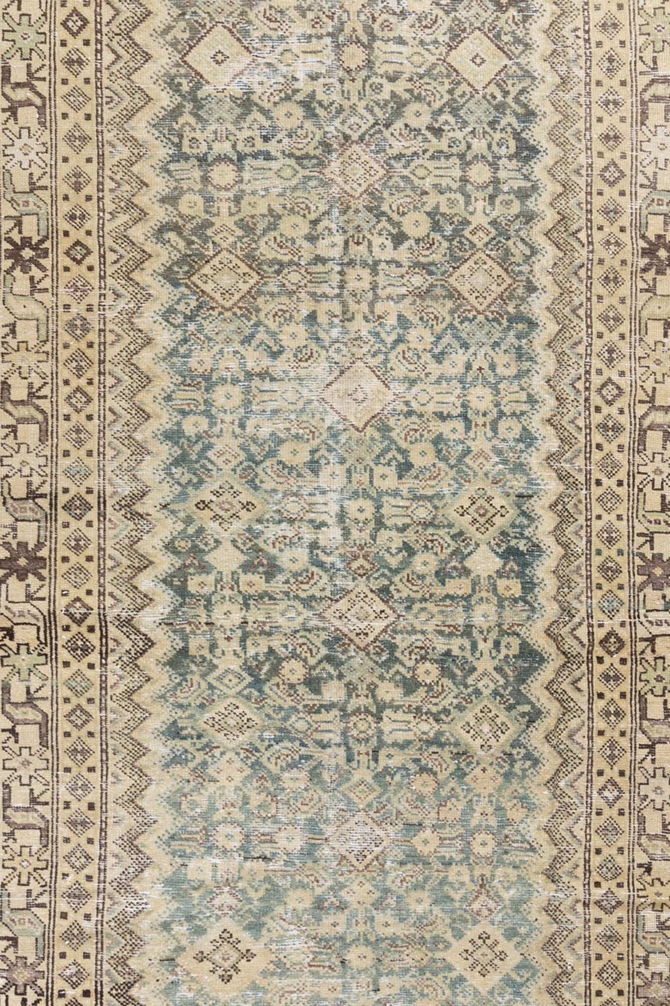 Antique Malayar Low Pile Persian Rug