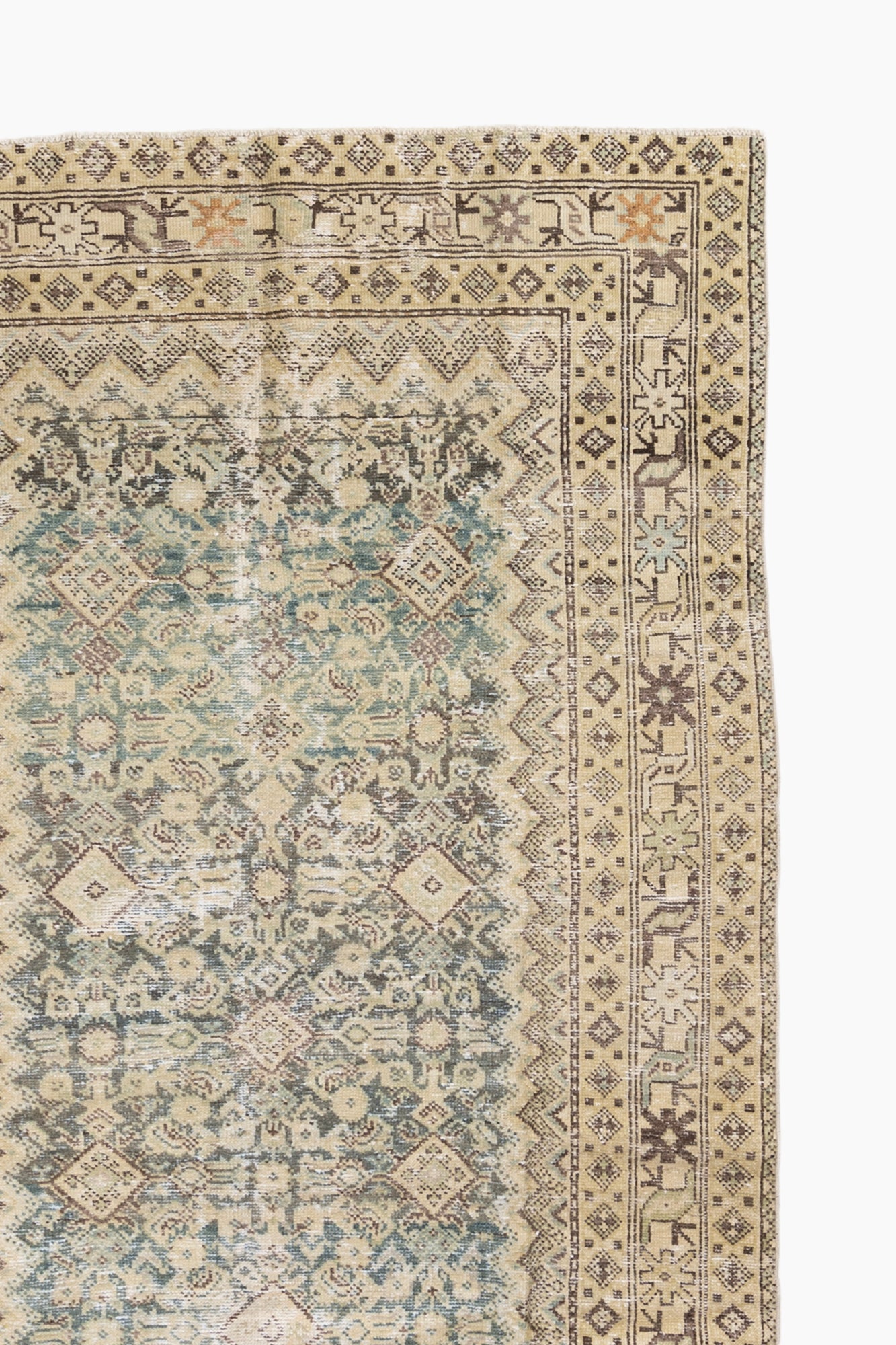 Antique Malayar Low Pile Persian Rug