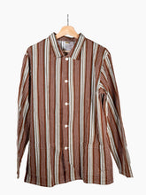 Load image into Gallery viewer, Brown Green Stripe Flannel Chore Jacket
