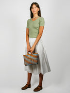 Retro-Travel Tote | Blue & Brown
