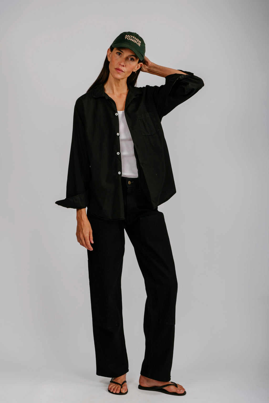 Vintage Black Long Sleeve Loop Collar Shirt