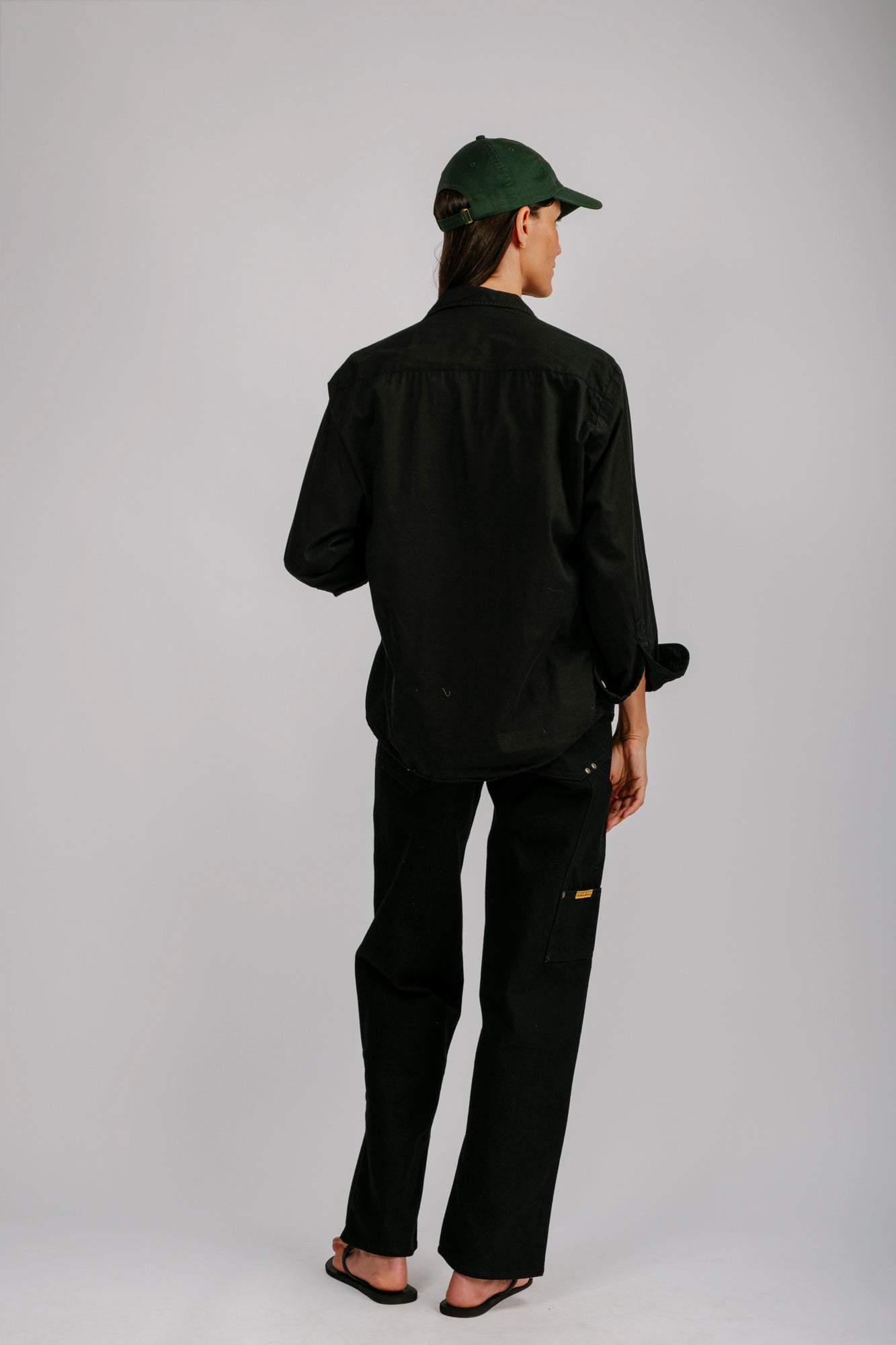 Vintage Black Long Sleeve Loop Collar Shirt