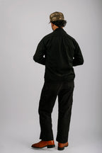 Vintage Black Long Sleeve Loop Collar Shirt
