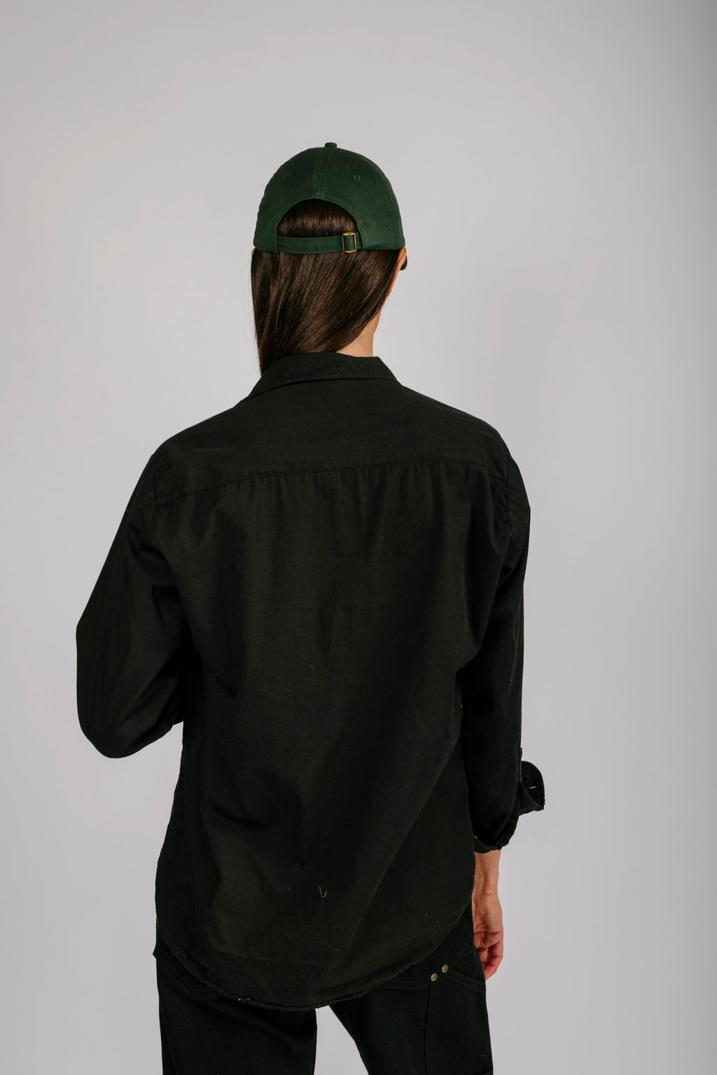 Vintage Black Long Sleeve Loop Collar Shirt