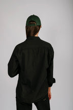 Vintage Black Long Sleeve Loop Collar Shirt