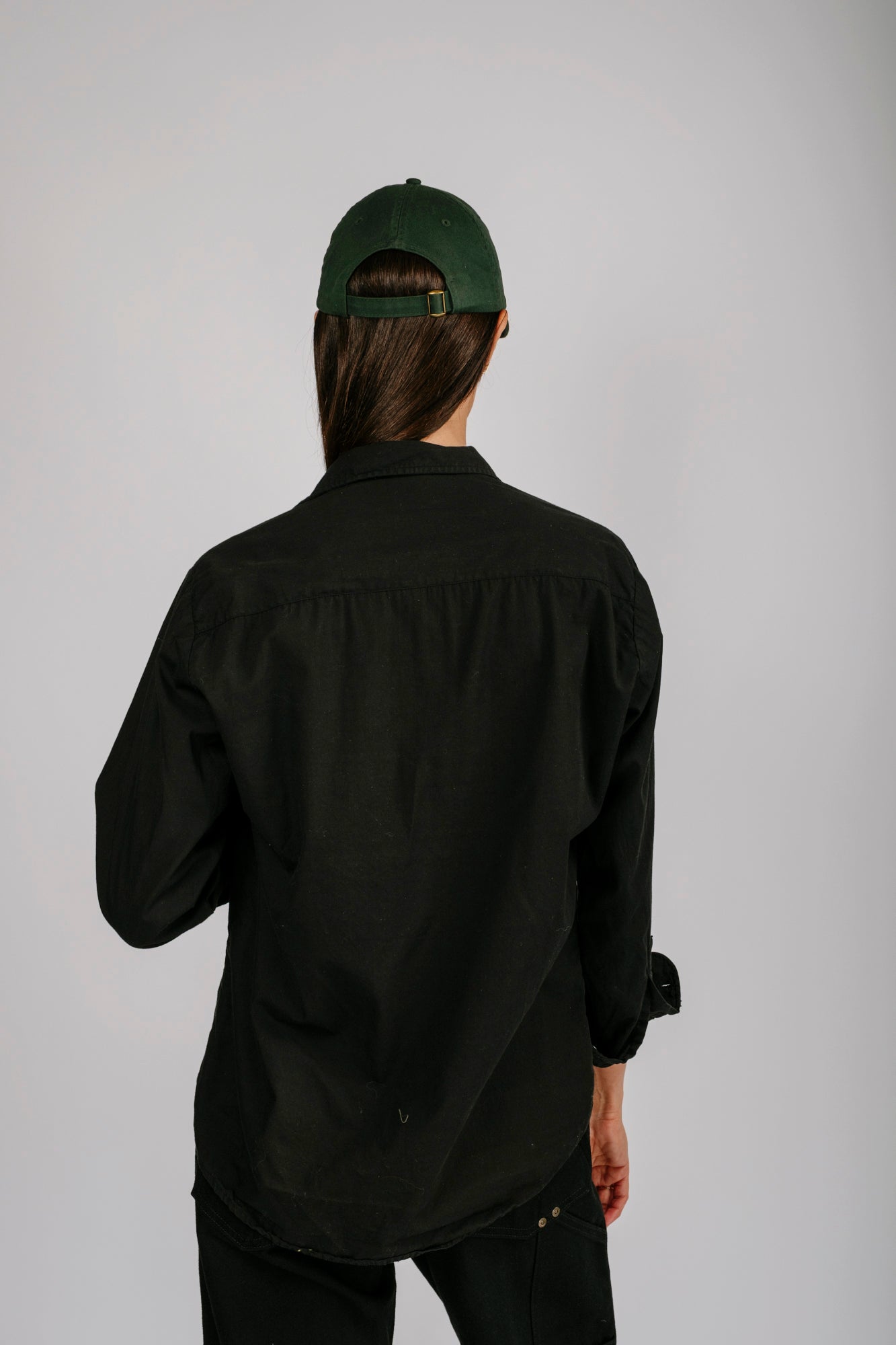Vintage Black Long Sleeve Loop Collar Shirt