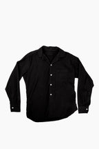 Vintage Black Long Sleeve Loop Collar Shirt