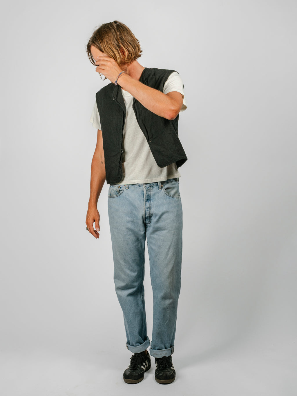 Vintage Quilted Vest | Charcoal Black