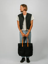 Load image into Gallery viewer, Canvas and Leather Fold Weekender | Black
