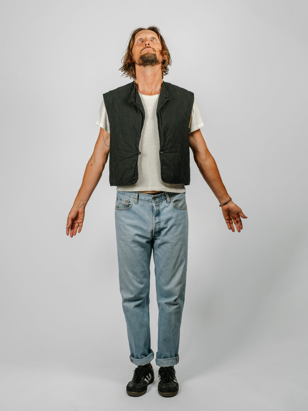 Vintage Quilted Vest | Charcoal Black