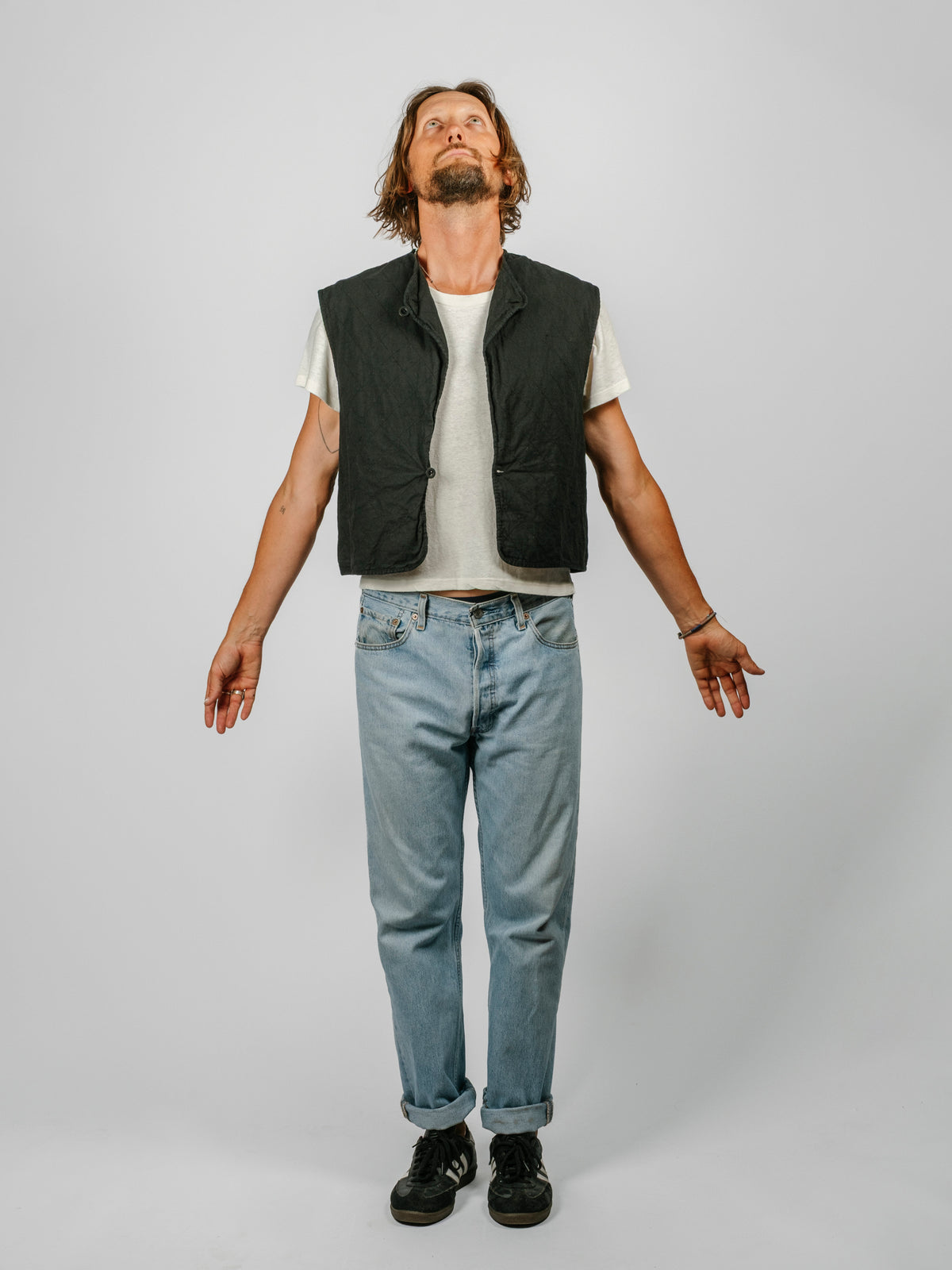 Vintage Quilted Vest | Charcoal Black