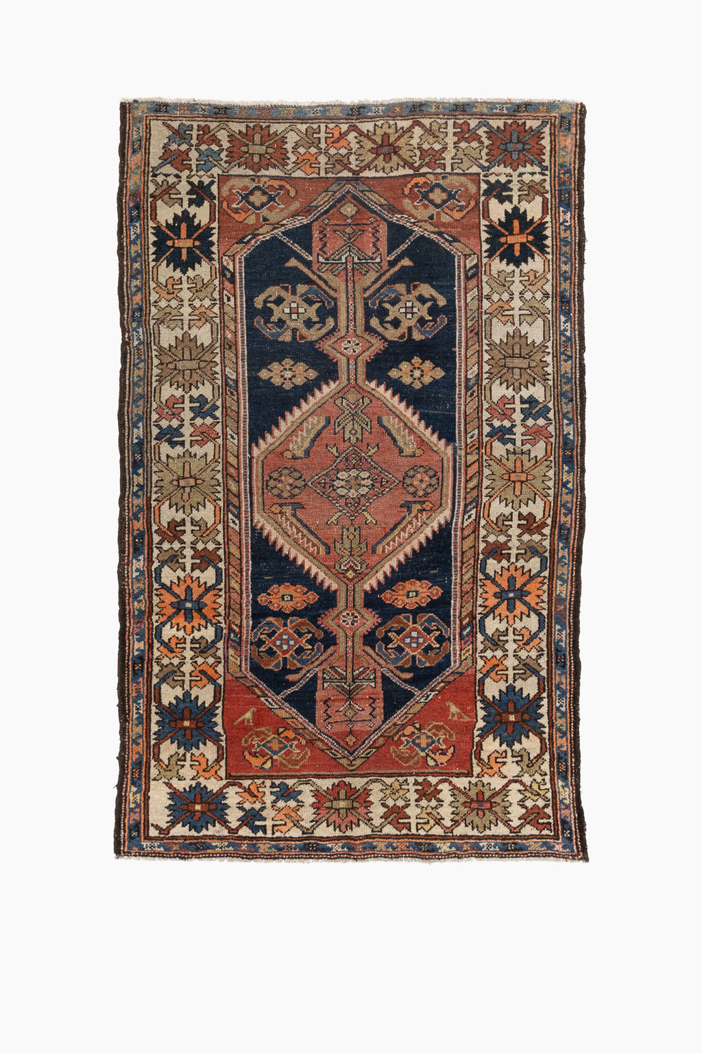 Antique Kurdish Low Pile Rug