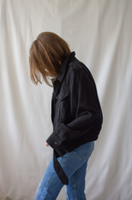 Load image into Gallery viewer, Vintage Black Denim Moto Jacket
