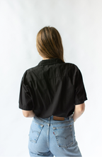 Load image into Gallery viewer, Vintage Black Short Sleeve Loop Collar Shirt
