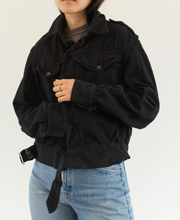 Load image into Gallery viewer, Vintage Black Denim Moto Jacket
